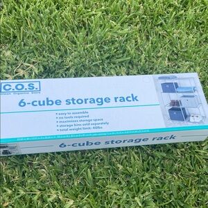 Blue and White 6-Cube Storage Rack